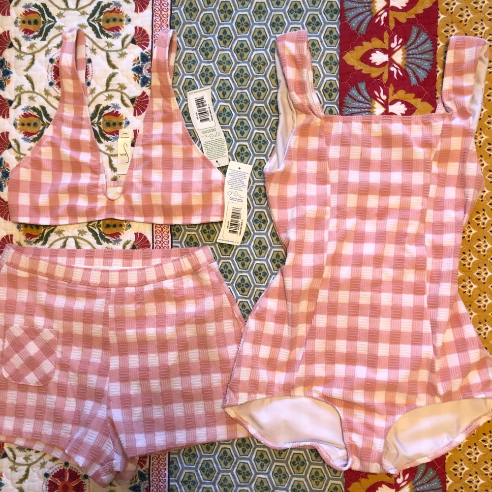 Seea Set 3 Pieces Brasilia High Waisted Bikini Shorts & Tofino Alba All S NEW
